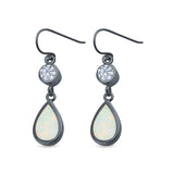 Drop Dangle Halo Pear Shape Earrings Lab Created Opal Round Simulated CZ 925 Sterling Silver(20mm)