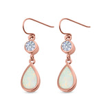 Drop Dangle Halo Pear Shape Earrings Lab Created Opal Round Simulated CZ 925 Sterling Silver(20mm)