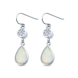 Drop Dangle Halo Pear Shape Earrings Lab Created Opal Round Simulated CZ 925 Sterling Silver(20mm)