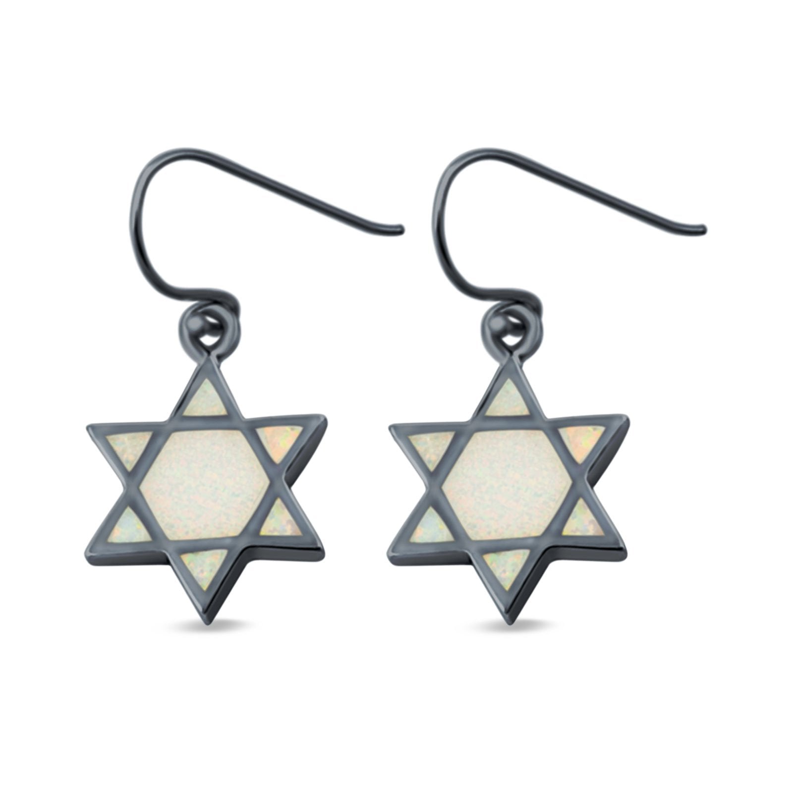 Drop Dangle Jewish Star Shape Earrings Created Opal 925 Sterling Silver(18mm)