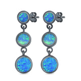 Three Stone Drop Dangle Circles Stud Earrings Created Opal 925 Sterling Silver (29mm)