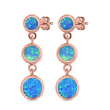 Three Stone Drop Dangle Circles Stud Earrings Created Opal 925 Sterling Silver (29mm)