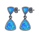 Triangle Shape Stud Earrings Created Opal 925 Sterling Silver (20mm)