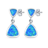 Triangle Shape Stud Earrings Created Opal 925 Sterling Silver (20mm)