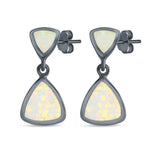 Triangle Shape Stud Earrings Created Opal 925 Sterling Silver (20mm)