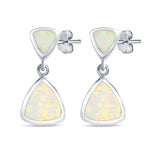 Triangle Shape Stud Earrings Created Opal 925 Sterling Silver (20mm)