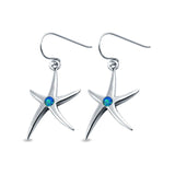 Drop Dangle Starfish Earrings Created Opal 925 Sterling Silver (21mm)