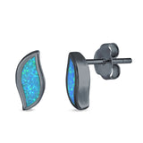 Leaf Stud Earrings Created Opal 925 Sterling Silver(11mm)