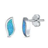 Leaf Stud Earrings Created Opal 925 Sterling Silver(11mm)