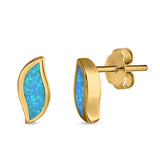 Leaf Stud Earrings Created Opal 925 Sterling Silver(11mm)