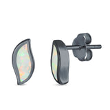 Leaf Stud Earrings Created Opal 925 Sterling Silver(11mm)