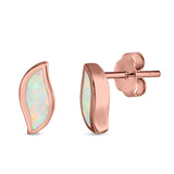 Leaf Stud Earrings Created Opal 925 Sterling Silver(11mm)