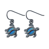 Drop Dangle Turtle Earrings Created Opal 925 Sterling Silver (12mm)