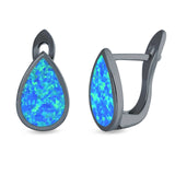 Pear Shape Stud Earrings Created Opal 925 Sterling Silver (16mm)