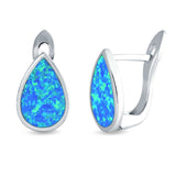 Pear Shape Stud Earrings Created Opal 925 Sterling Silver (16mm)