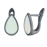 Pear Shape Stud Earrings Created Opal 925 Sterling Silver (16mm)