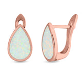 Pear Shape Stud Earrings Created Opal 925 Sterling Silver (16mm)