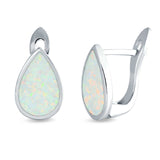 Pear Shape Stud Earrings Created Opal 925 Sterling Silver (16mm)