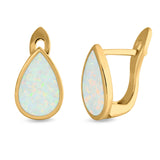 Pear Shape Stud Earrings Created Opal 925 Sterling Silver (16mm)