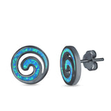 Spiral Stud Earrings Created Opal 925 Sterling Silver (13mm)