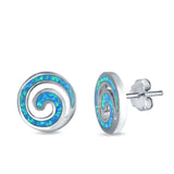 Spiral Stud Earrings Created Opal 925 Sterling Silver (13mm)