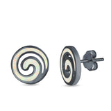 Spiral Stud Earrings Created Opal 925 Sterling Silver (13mm)