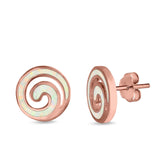 Spiral Stud Earrings Created Opal 925 Sterling Silver (13mm)