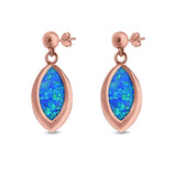 Marquise Stud Earrings Created Opal 925 Sterling Silver (20mm)