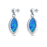 Marquise Stud Earrings Created Opal 925 Sterling Silver (20mm)