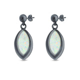 Marquise Stud Earrings Created Opal 925 Sterling Silver (20mm)