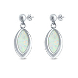 Marquise Stud Earrings Created Opal 925 Sterling Silver (20mm)