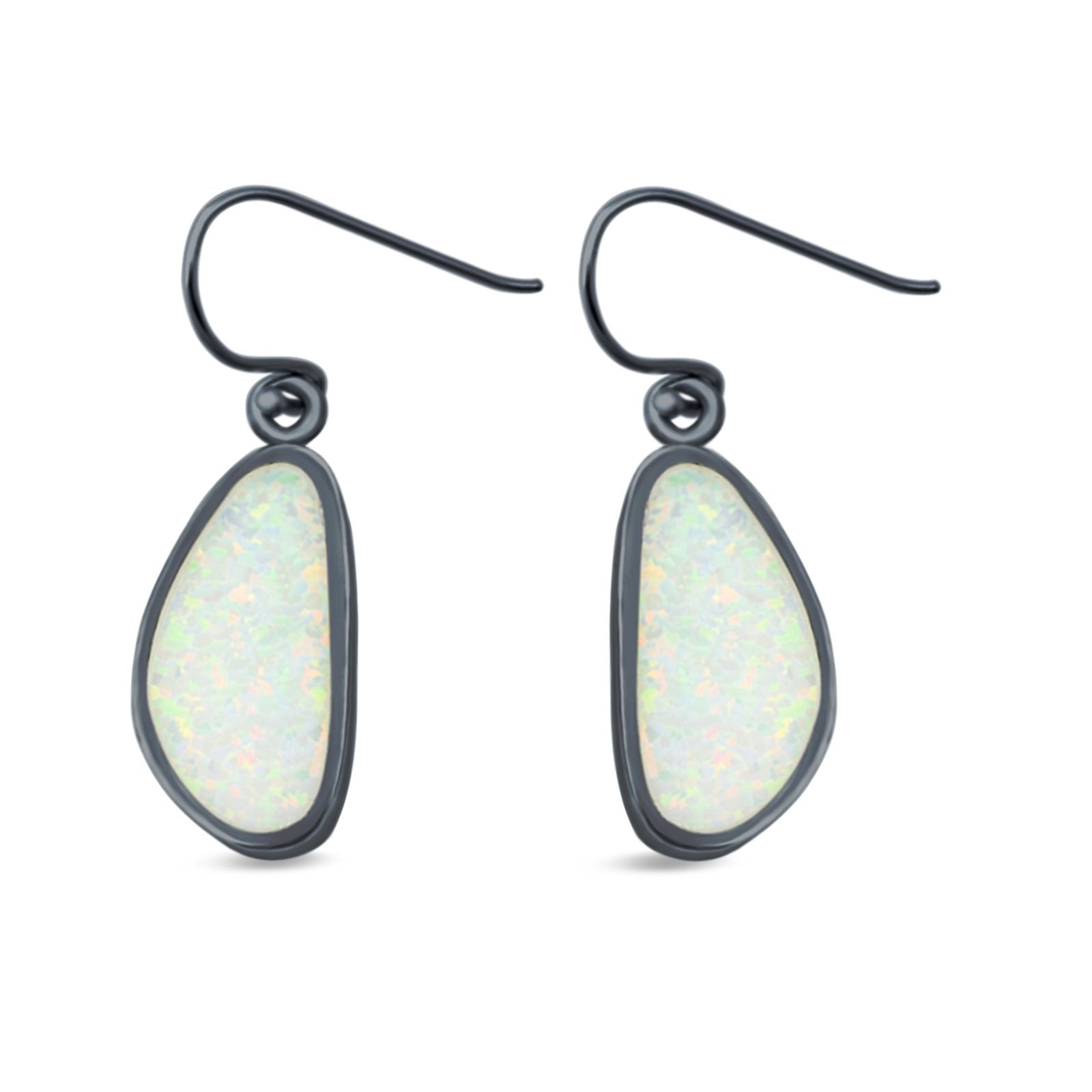 Drop Dangle Earrings Created Opal 925 Sterling Silver (17mm)