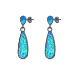 Pear Shape Fashion Stud Earrings Created Opal 925 Sterling Silver (30mm)