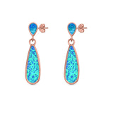 Pear Shape Fashion Stud Earrings Created Opal 925 Sterling Silver (30mm)