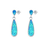 Pear Shape Fashion Stud Earrings Created Opal 925 Sterling Silver (30mm)