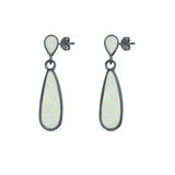Pear Shape Fashion Stud Earrings Created Opal 925 Sterling Silver (30mm)