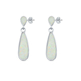 Pear Shape Fashion Stud Earrings Created Opal 925 Sterling Silver (30mm)