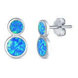 Fashion Ball Design Stud Earrings Created Opal 925 Sterling Silver (14mm)