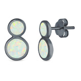 Fashion Ball Design Stud Earrings Created Opal 925 Sterling Silver (14mm)