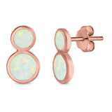 Fashion Ball Design Stud Earrings Created Opal 925 Sterling Silver (14mm)