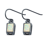 Rectangular Drop Dangle Earrings Created Opal 925 Sterling Silver(9mm)