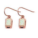 Rectangular Drop Dangle Earrings Created Opal 925 Sterling Silver(9mm)