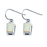 Rectangular Drop Dangle Earrings Created Opal 925 Sterling Silver(9mm)