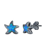 Starfish Stud Earrings Created Opal 925 Sterling Silver (9mm)