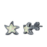 Starfish Stud Earrings Created Opal 925 Sterling Silver (9mm)