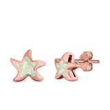 Starfish Stud Earrings Created Opal 925 Sterling Silver (9mm)