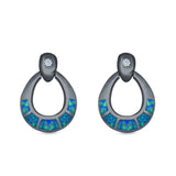 Stud Earrings Lab Created Opal 925 Sterling Silver