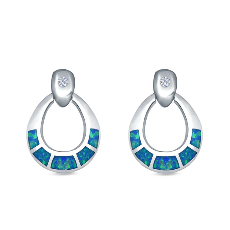 Stud Earrings Lab Created Opal 925 Sterling Silver