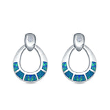 Stud Earrings Lab Created Opal 925 Sterling Silver