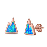 Mountain Stud Earrings Lab Created Opal 925 Sterling Silver